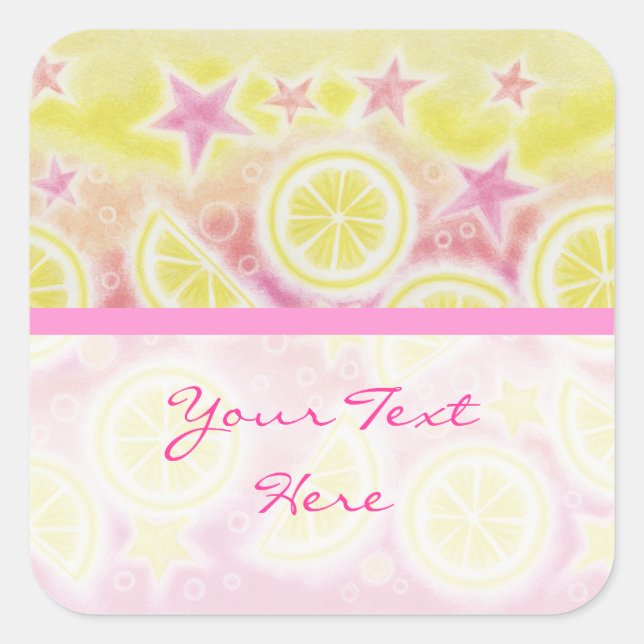 Pink Lemonade 'Your Text' sticker square stripe (Front)