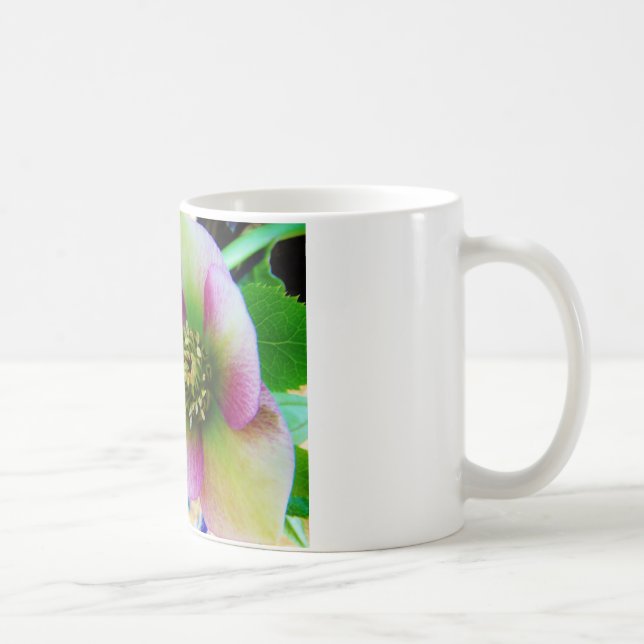 Pink Lenten Rose blue glass ball Coffee Mug (Right)