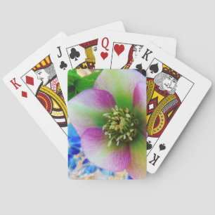 Pink Lenten Rose blue glass ball Playing Cards
