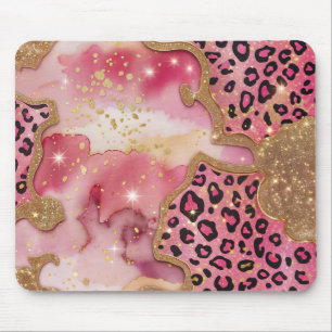 Pink Leo and Gold Shine Mouse Pad
