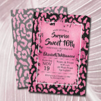 Pink Leopard 16th Birthday Party Invitations