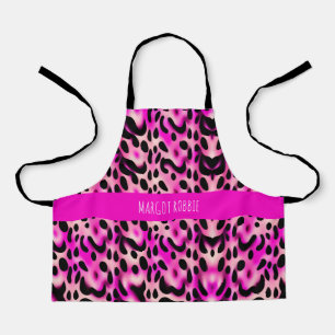 Pink Leopard 3D Geometric Pattern Apron