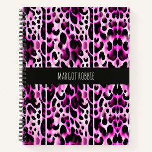 Pink Leopard 3D Vertical Isometric Pattern Notebook