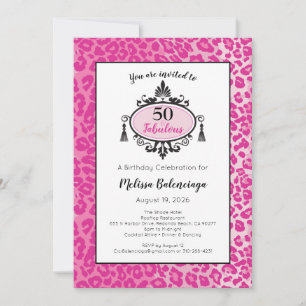 Pink Leopard 50 & Fabulous Happy 50th Birthday  Invitation