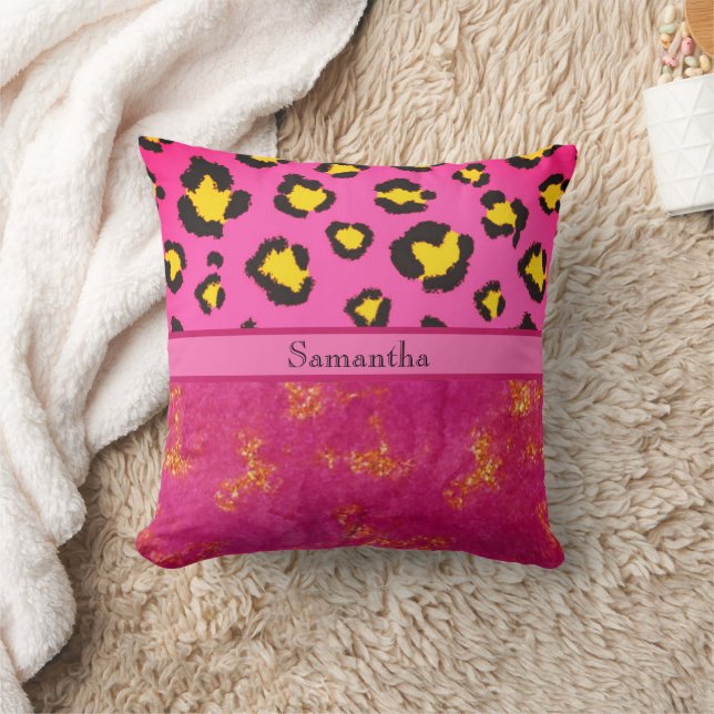 Pink Leopard Animal Print Cheetah Trendy Cushion (Blanket)