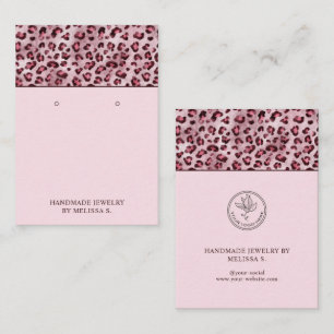 Pink Leopard Animal Print Look Earrings Display Business Card