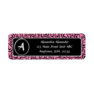 Pink Leopard Animal Print Monogrammed Return Address Label