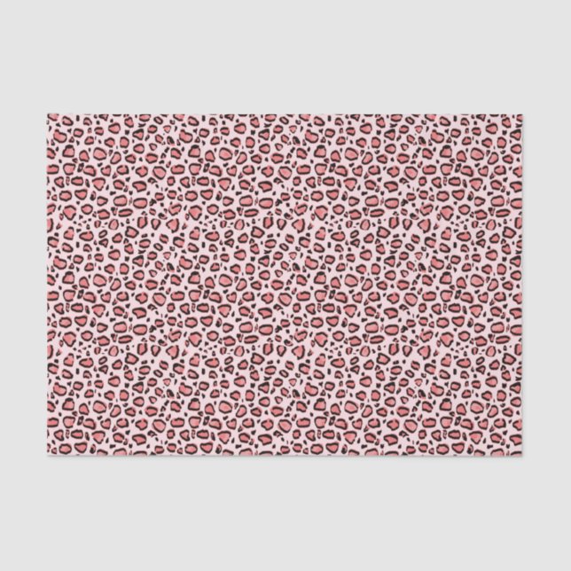 Pink Leopard Animal Print Pattern Tissue Paper (Front)