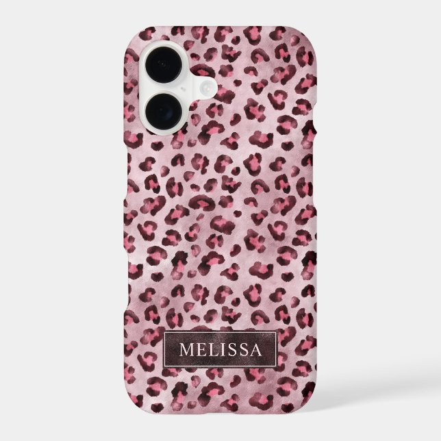 Pink Leopard Animal Print With Faux Foil And Name (Back)