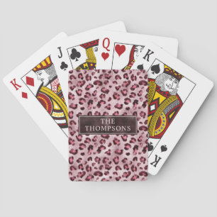 Pink Leopard Animal Print With Faux Foil And Name Playing Cards
