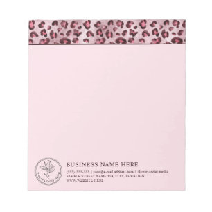 Pink Leopard Animal Print With Your Logo And Info Notepad