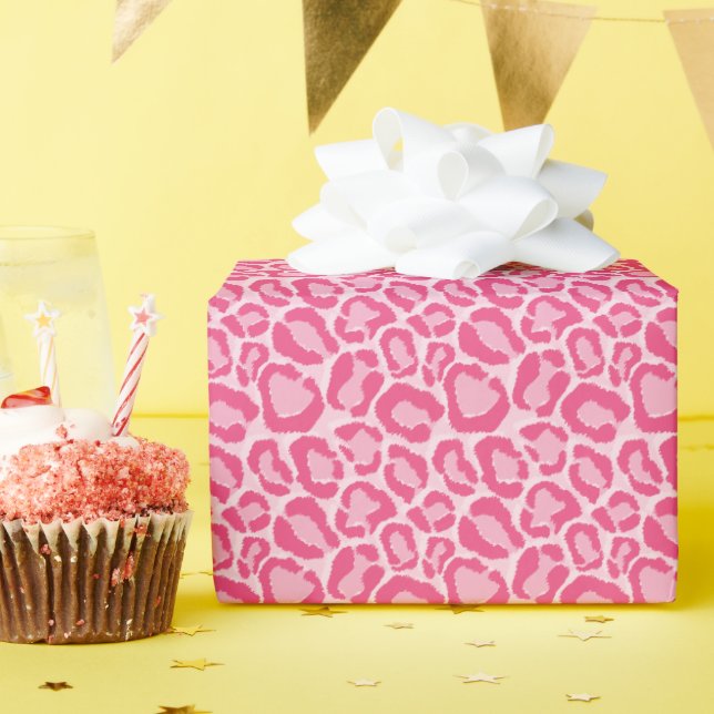 Pink Leopard Animal Print Wrapping Paper (Birthday Party)