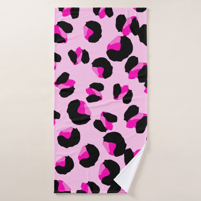 Pink leopard. Animal skin pattern. Leopard. Panthe Bath Towel (Bath Towel)