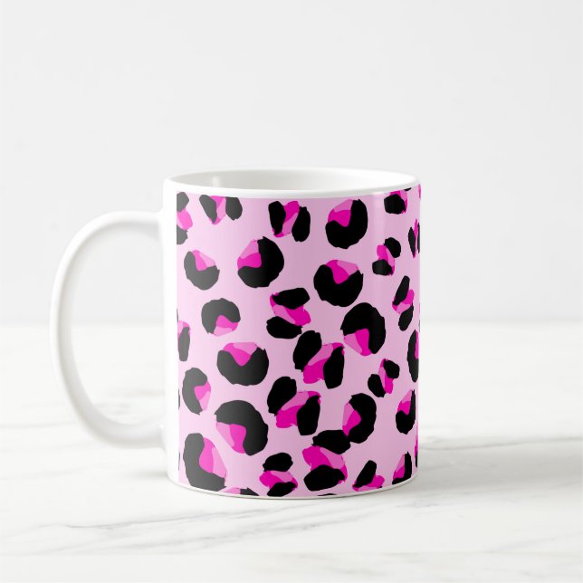 Pink leopard. Animal skin pattern. Leopard. Panthe Coffee Mug (Left)