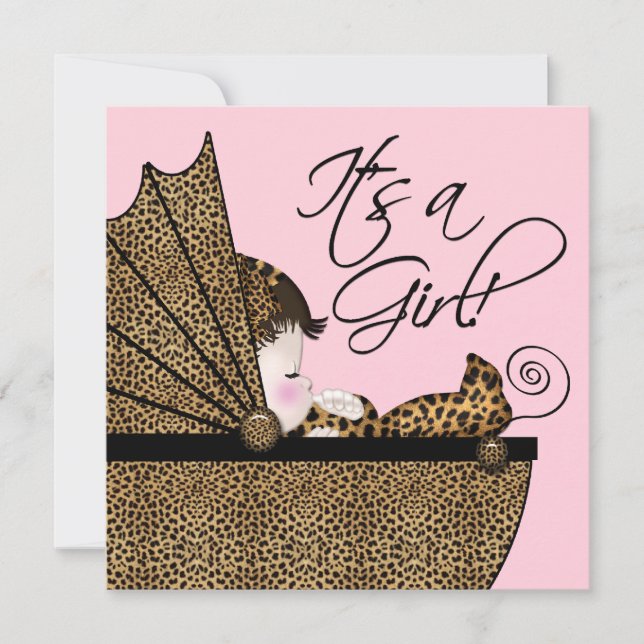 Pink Leopard Baby Girl Shower Invitation (Front)