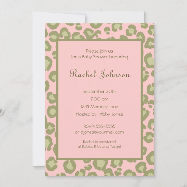 Pink Leopard Baby Shower Invitation (Front)
