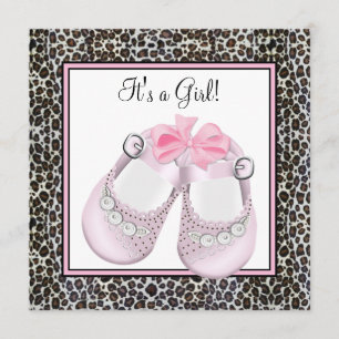 Pink Leopard Baby Shower Invitations