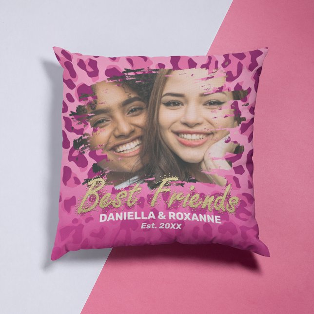 Pink Leopard BFF Best Friends Photo Cushion (Creator Uploaded)