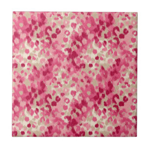 Pink Leopard Brush Stroke Seamless Pattern Ceramic Tile