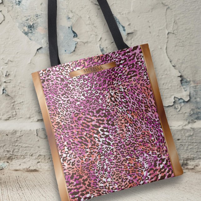 Pink Leopard Camo Animal Print Pattern  Tote Bag (Creator Uploaded)