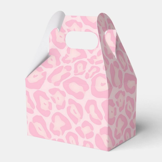 Pink Leopard Cheetah Print Safari Favour Box (Front Side)