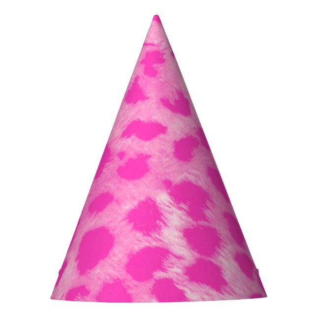 Pink Leopard Cheetah Wild Jungle Birthday Party Hat (Front)