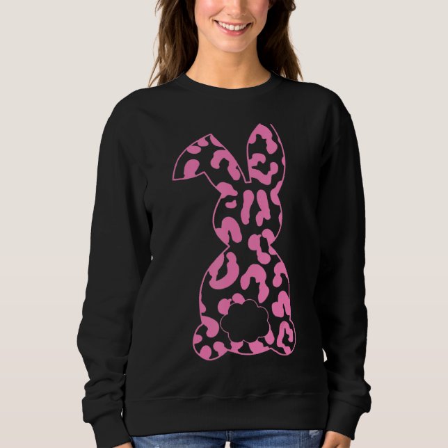 Pink Leopard Easter Bunny Rabbit Cute Happy Easter Sweatshirt (Front)