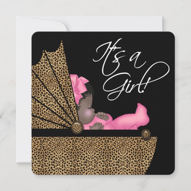 Pink Leopard Ethnic Baby Girl Shower Invitation (Front)