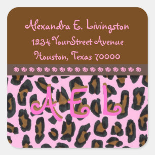 Pink Leopard Fur Address Labels