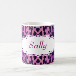 Pink Leopard Fur Spots Pattern Custom Coffee Mug