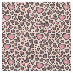 Pink Leopard Heart Pattern on Blush Fabric