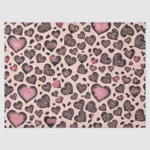 Pink Leopard Heart Pattern on Blush Tissue Paper