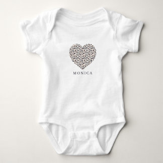 Pink Leopard heart shape, custom name Baby Bodysuit
