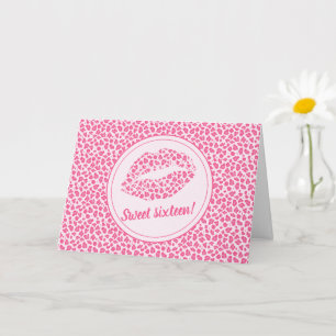 Pink Leopard Kiss - Sweet Sixteen Birthday Card