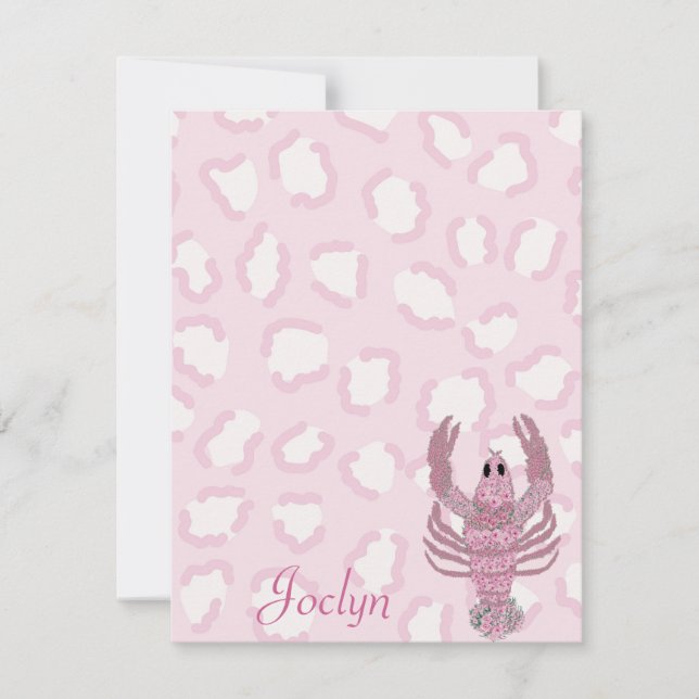 Pink Leopard Lobster Roses  Card (Front)