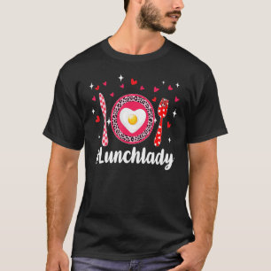 Pink Leopard Loved Lunch Lady Hearts Valentine's D T-Shirt