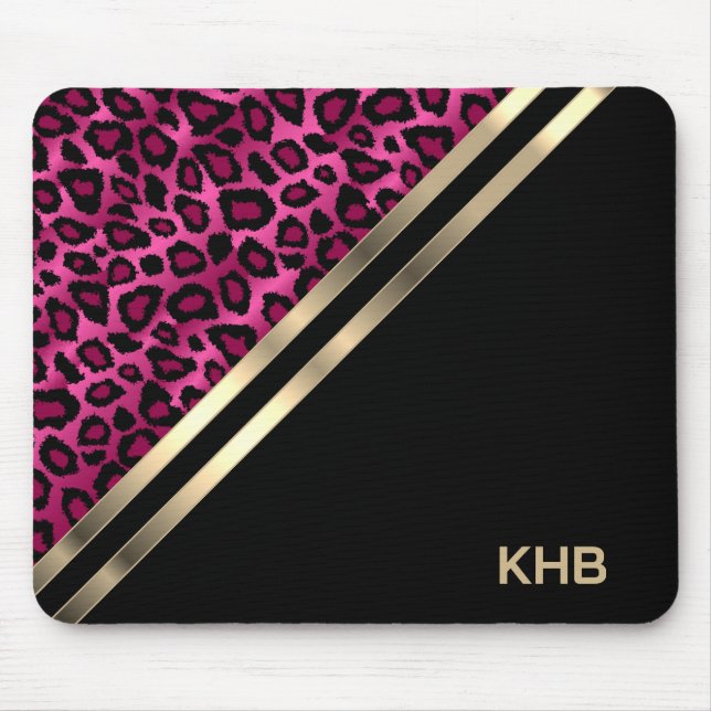 Pink Leopard - Monogram Mouse Pad (Front)