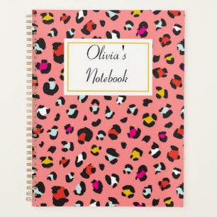 pink leopard notebook planner