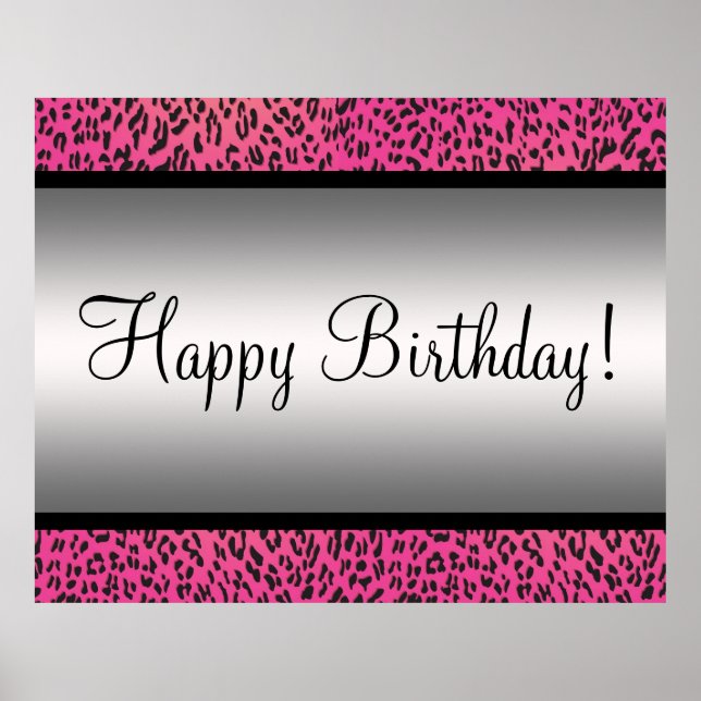 Pink Leopard Party Banner Poster (Front)