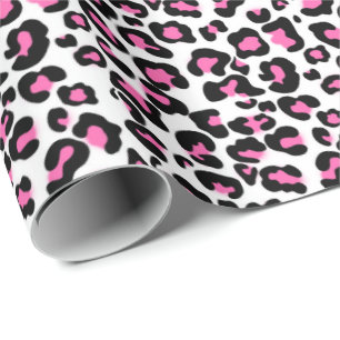Pink leopard pattern baby girl's wrapping paper