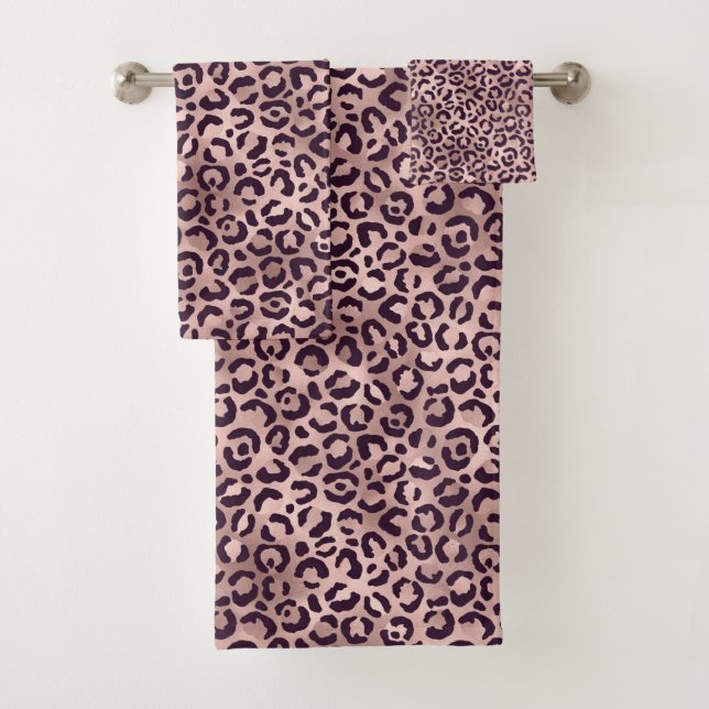 Pink Leopard Pattern Bath Towel Set (Insitu)