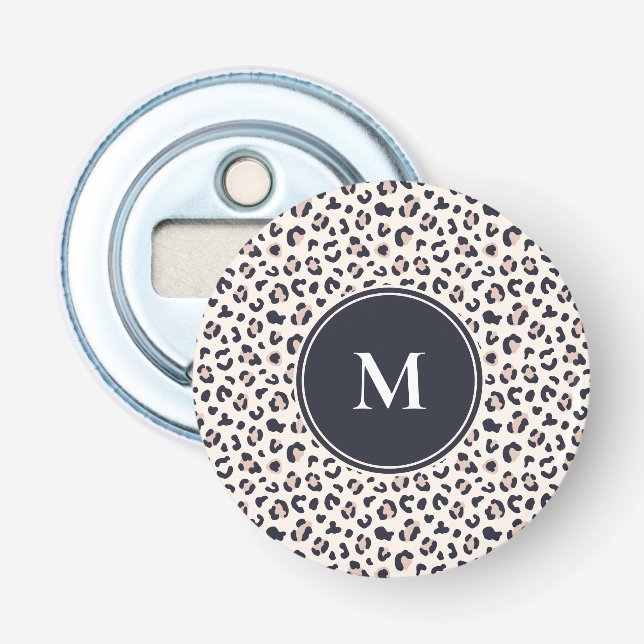 Pink Leopard pattern monogram Bottle Opener (Front)