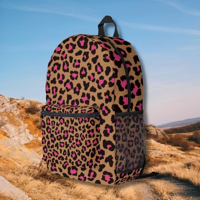 Pink Leopard Pattern   Printed Backpack (Creator Uploaded)