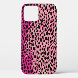 Pink leopard pattern textile fabricanimal,backgrou iPhone 12 case