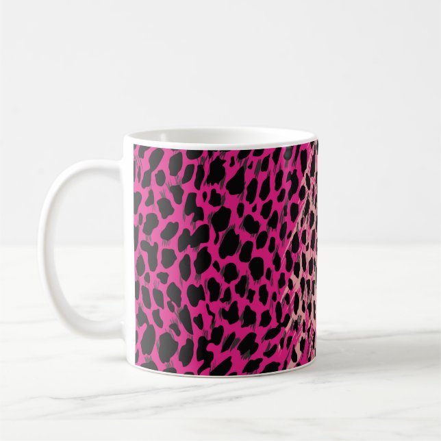 Pink leopard pattern textile fabricanimal,backgrou coffee mug (Left)
