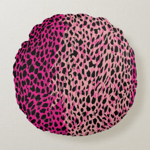 Pink leopard pattern textile fabricanimal,backgrou round cushion