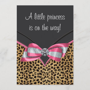 Pink Leopard Princess Baby Shower Invitation