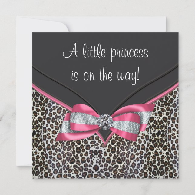 Pink Leopard Princess Baby Shower Invitations (Front)