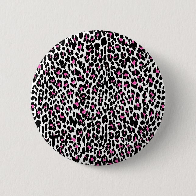 pink leopard print 6 cm round badge (Front)