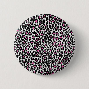 pink leopard print 6 cm round badge